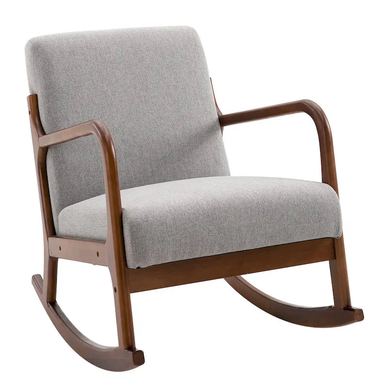 Fauteuil à bascule moderne gris avec base en bois massif