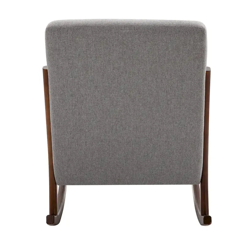 Fauteuil à bascule moderne gris avec base en bois massif