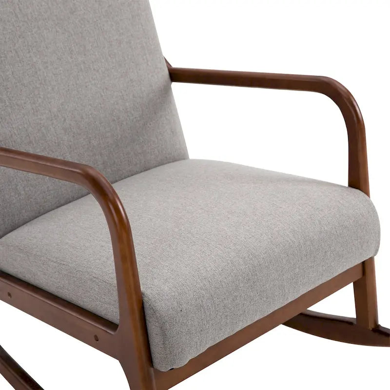 Fauteuil à bascule moderne gris avec base en bois massif