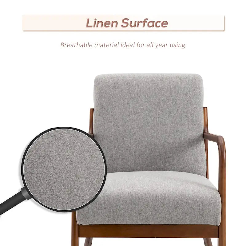 Fauteuil à bascule moderne gris avec base en bois massif