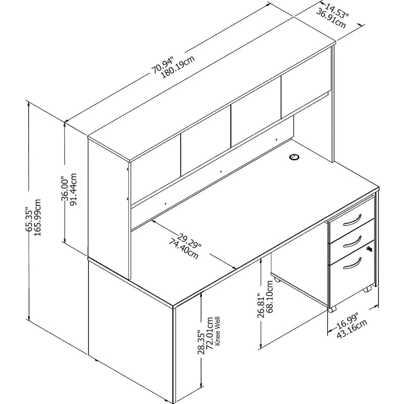 Bureau 72W Studio C avec huche et tiroirs de Bush Business Furniture