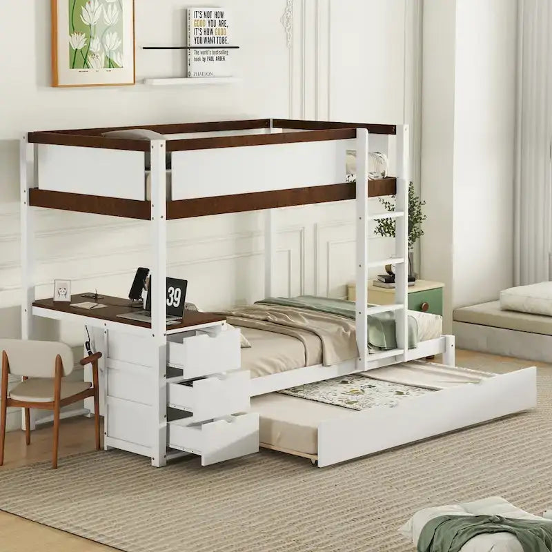Lit superposé avec cadre de lit simple et espace de rangement
