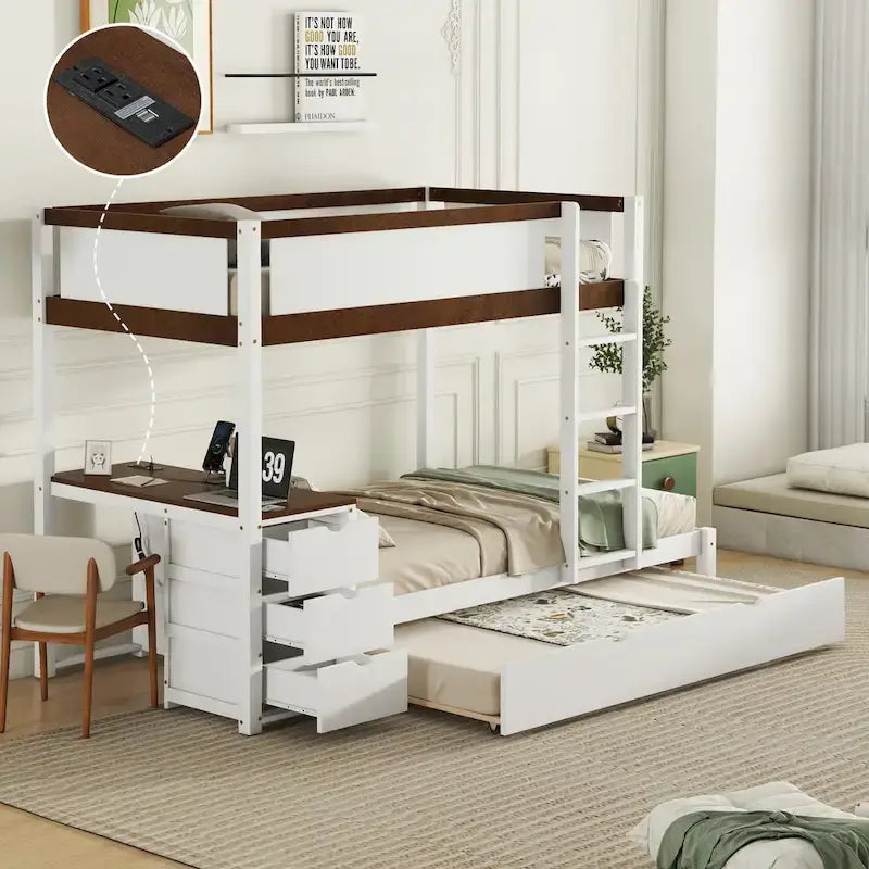 Lit superposé avec cadre de lit simple et espace de rangement