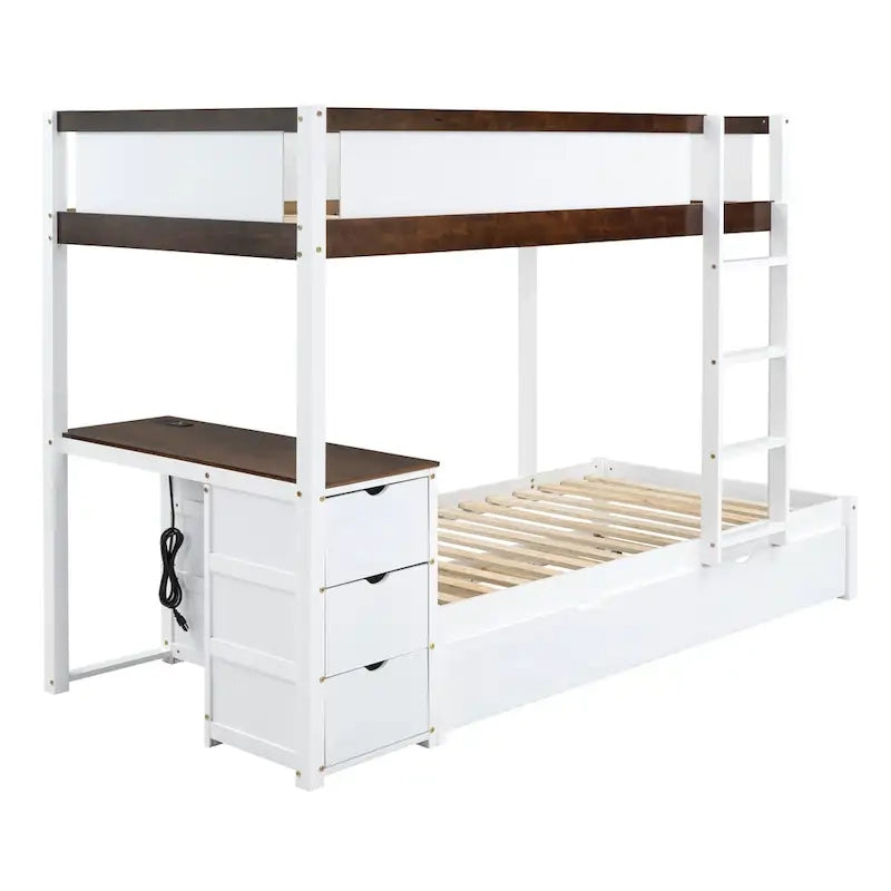 Lit superposé avec cadre de lit simple et espace de rangement