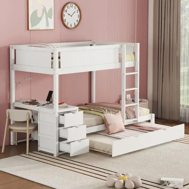 Lit superposé avec cadre de lit simple et espace de rangement