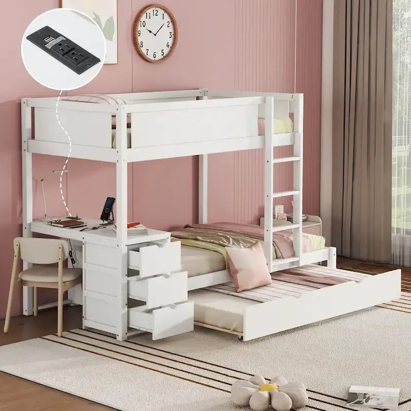 Lit superposé avec cadre de lit simple et espace de rangement
