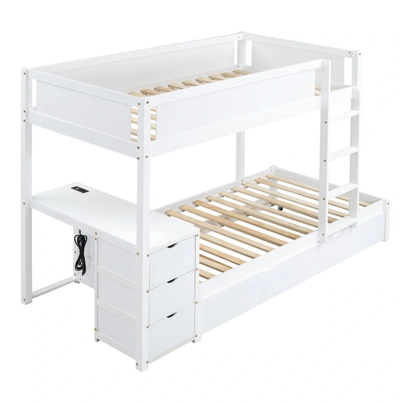 Lit superposé avec cadre de lit simple et espace de rangement