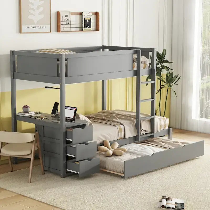 Lit superposé avec cadre de lit simple et espace de rangement
