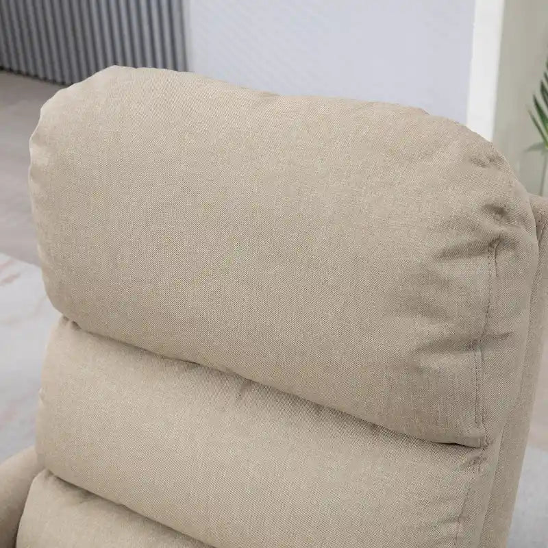 Fauteuil inclinable électrique à hauteur réglable pour personnes âgées, revêtu de tissu.