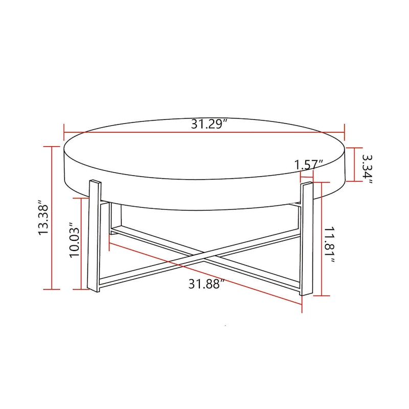 Table basse ronde au style rétro moderne, avec un design minimaliste.