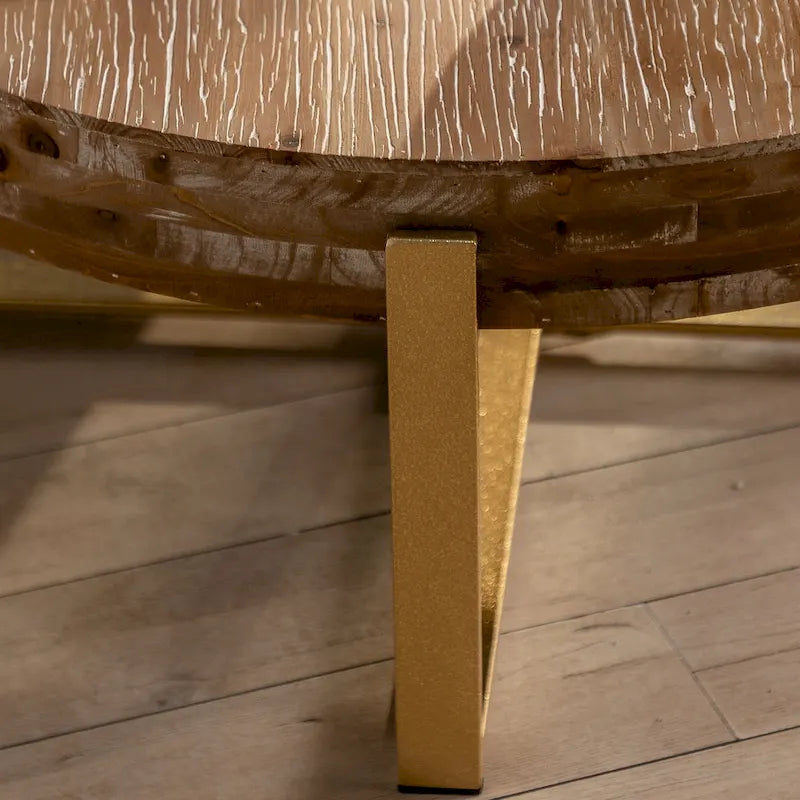 Table basse ronde au style rétro moderne, avec un design minimaliste.