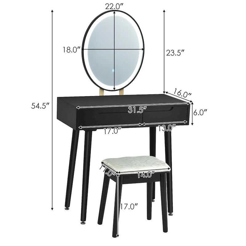 Coiffeuse, écran tactile, 3 modes d'éclairage