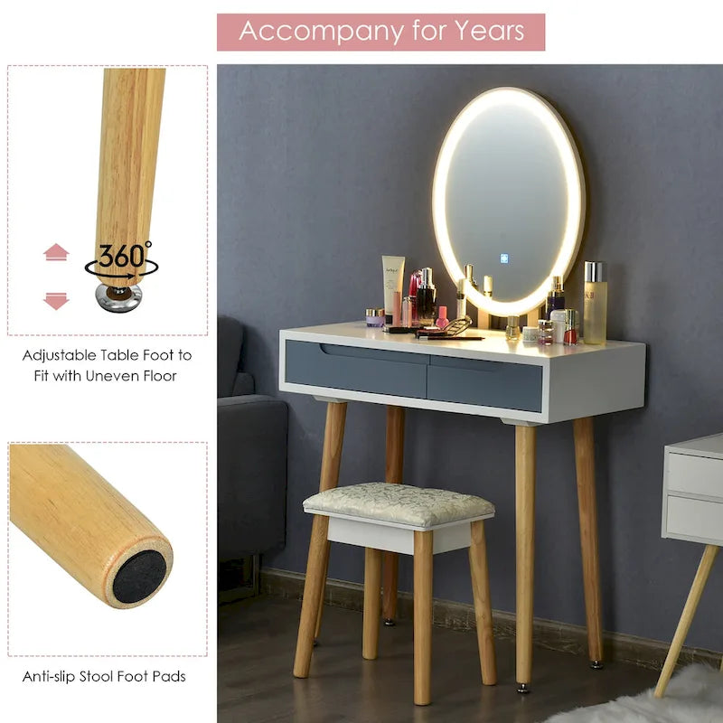 Coiffeuse, écran tactile, 3 modes d'éclairage