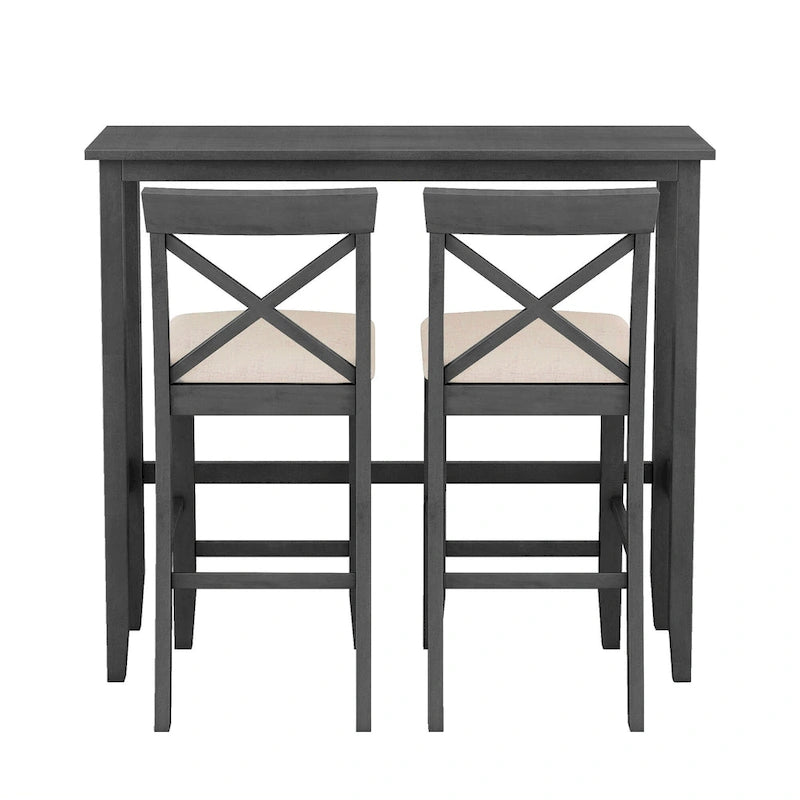 Ensemble de salle à manger 3 pièces style ferme avec table rectangulaire et 2 chaises
