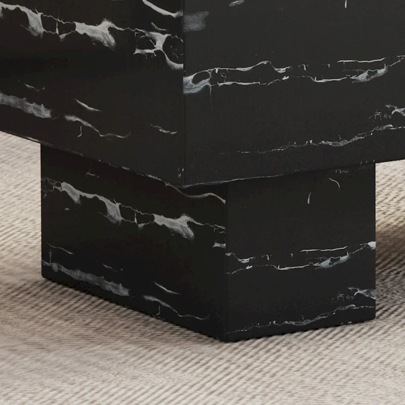 Table basse en MDF avec texture marbre noir