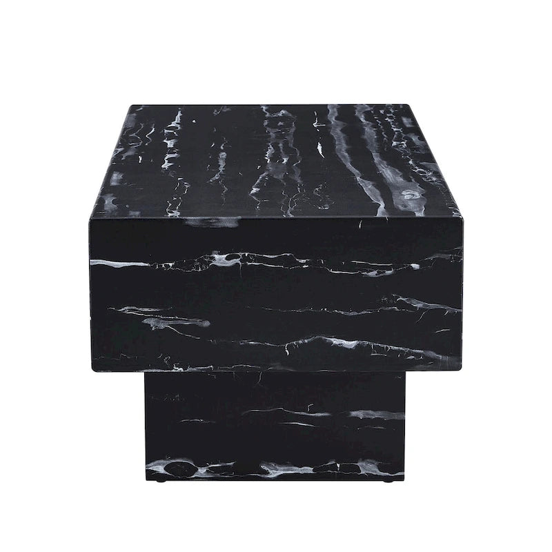 Table basse en MDF avec texture marbre noir