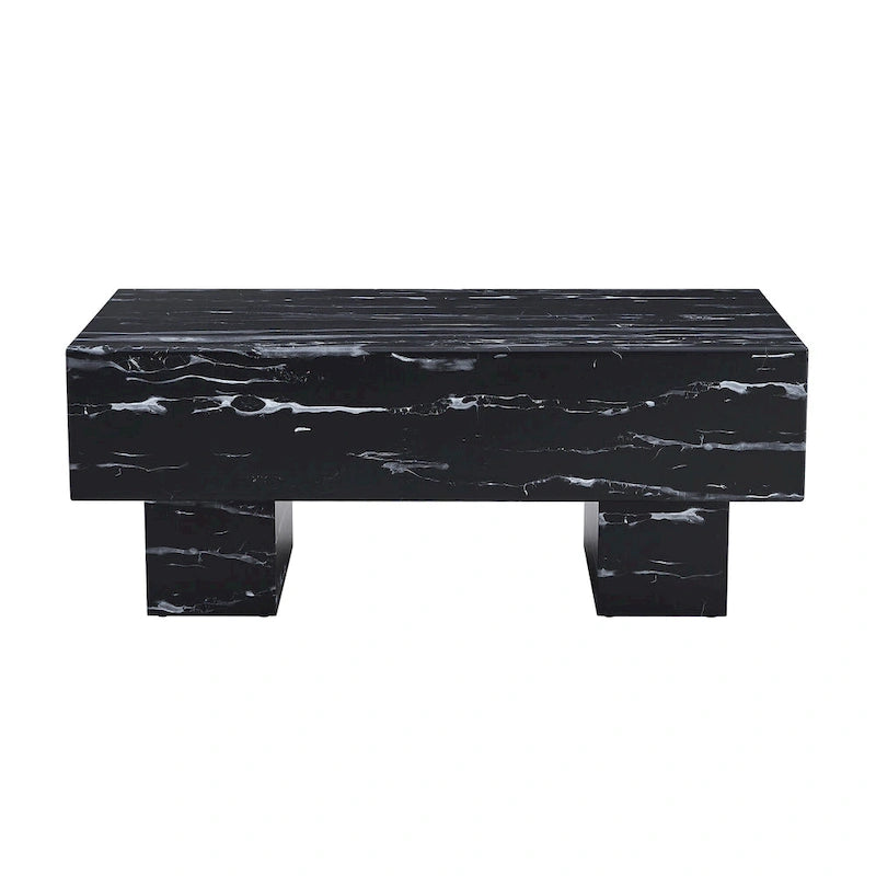 Table basse en MDF avec texture marbre noir
