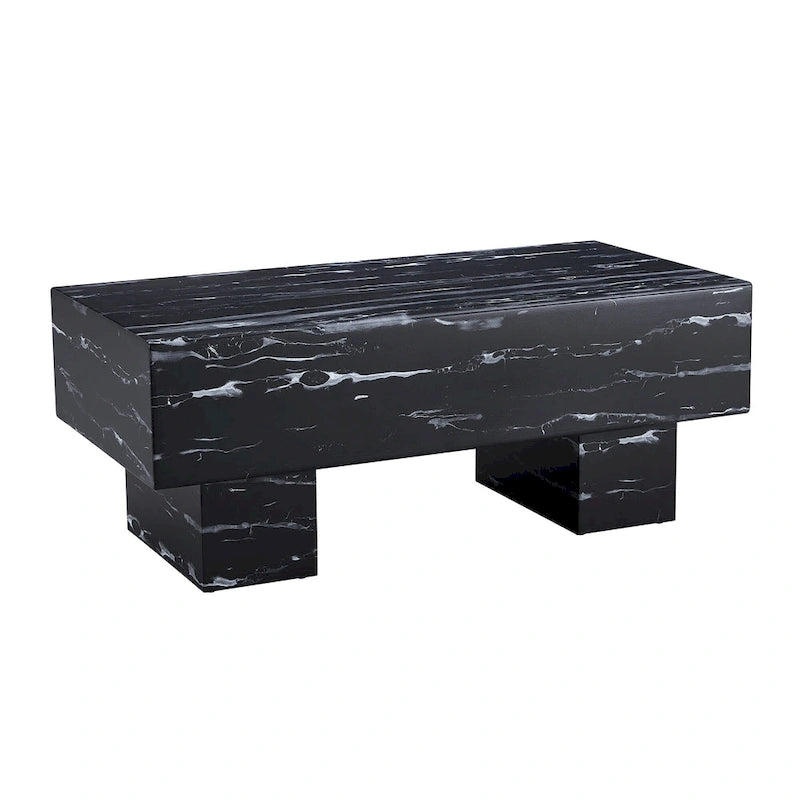 Table basse en MDF avec texture marbre noir