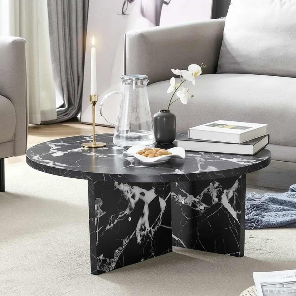 Table basse ronde polyvalente en MDF