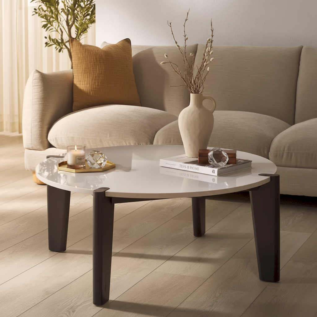 Table basse ronde à plateau en marbre