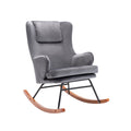 Porthos Home Dax Fauteuil à bascule d'appoint, Velours, Pieds en bois d'hévéa et acier