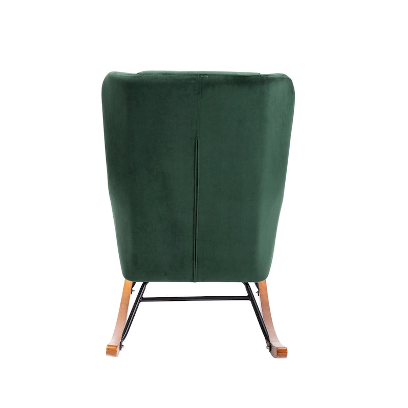 Porthos Home Dax Fauteuil à bascule d'appoint, Velours, Pieds en bois d'hévéa et acier