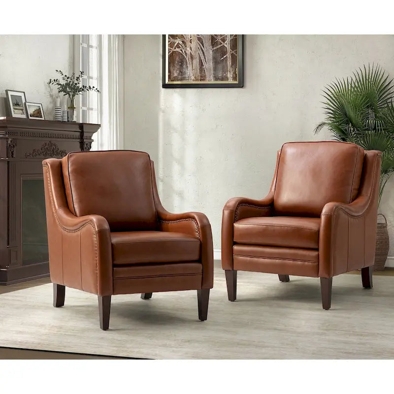Ensemble de fauteuils de salon confortables (deux pièces), pieds de chaise en bois massif