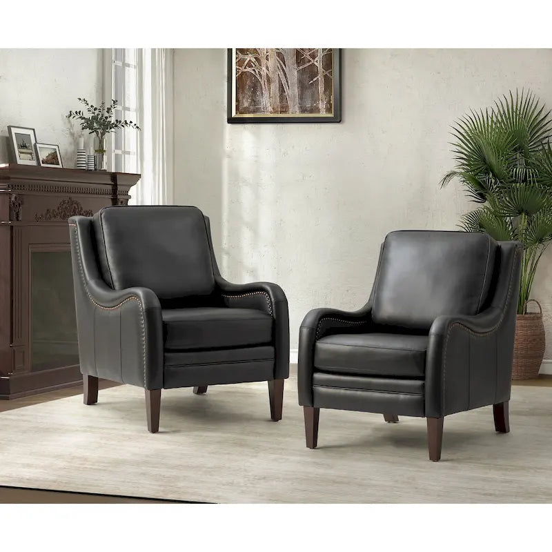 Ensemble de fauteuils de salon confortables (deux pièces), pieds de chaise en bois massif