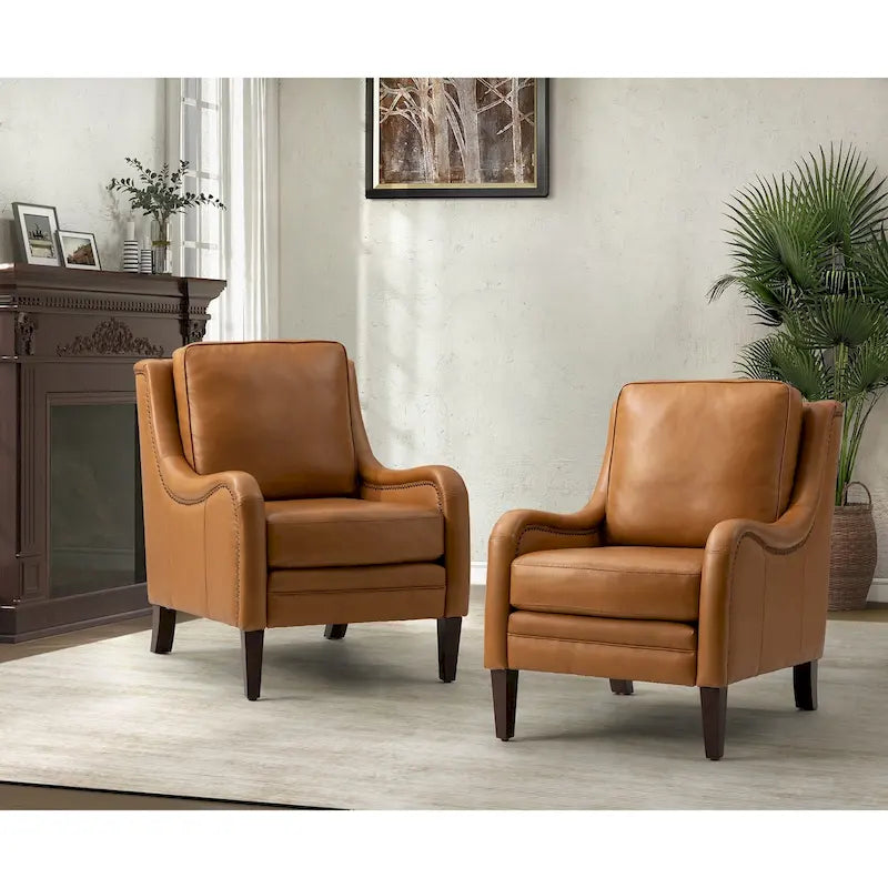 Ensemble de fauteuils de salon confortables (deux pièces), pieds de chaise en bois massif