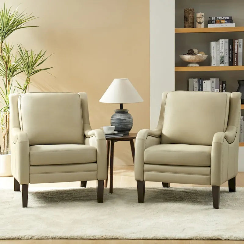 Ensemble de fauteuils de salon confortables (deux pièces), pieds de chaise en bois massif