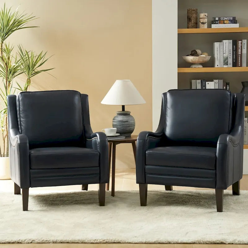Ensemble de fauteuils de salon confortables (deux pièces), pieds de chaise en bois massif