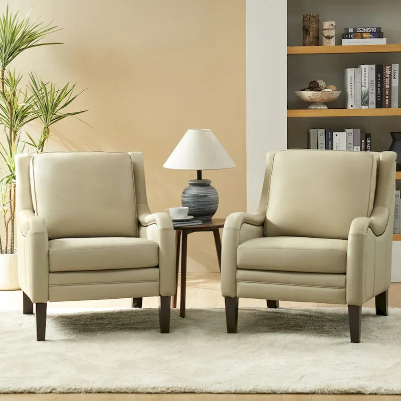 Ensemble de fauteuils de salon confortables (deux pièces), pieds de chaise en bois massif