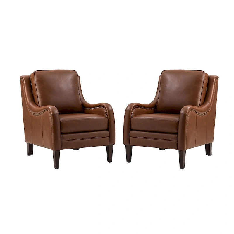 Ensemble de fauteuils de salon confortables (deux pièces), pieds de chaise en bois massif