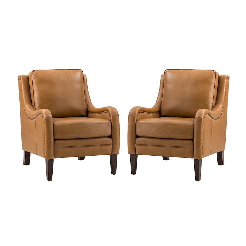 Ensemble de fauteuils de salon confortables (deux pièces), pieds de chaise en bois massif