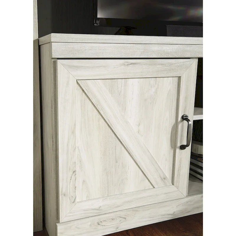 Meuble de divertissement quatre pièces blanc avec cheminée électrique