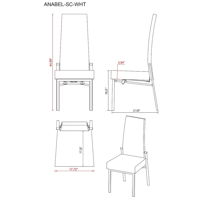 Ensemble de salle à manger cinq pièces avec chaises à dossier électrique grises