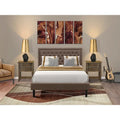 Ensemble de lit queen-size East-West Furniture - Cadre de lit marron avec petite table de chevet