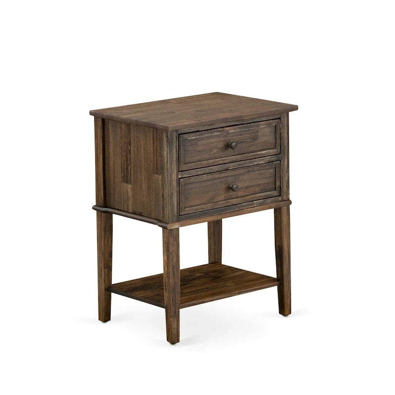 Ensemble de lit queen-size East-West Furniture - Cadre de lit marron avec petite table de chevet
