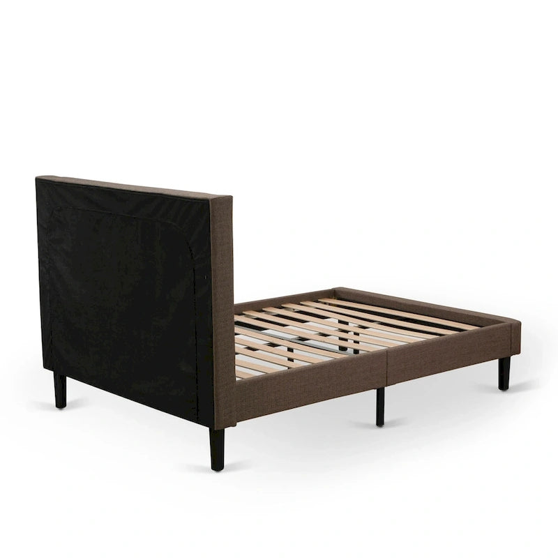 Ensemble de lit queen-size East-West Furniture - Cadre de lit marron avec petite table de chevet