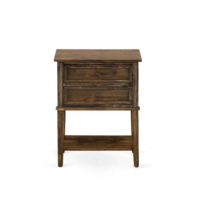 Ensemble de lit queen-size East-West Furniture - Cadre de lit marron avec petite table de chevet