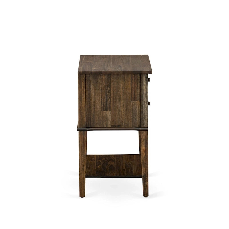 Ensemble de lit queen-size East-West Furniture - Cadre de lit marron avec petite table de chevet