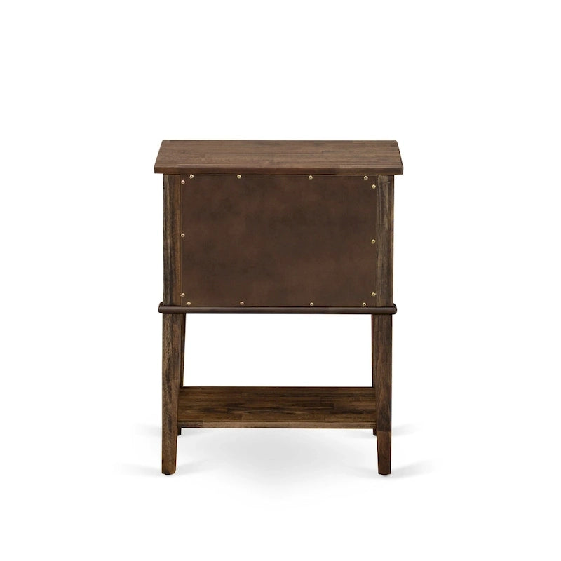 Ensemble de lit queen-size East-West Furniture - Cadre de lit marron avec petite table de chevet