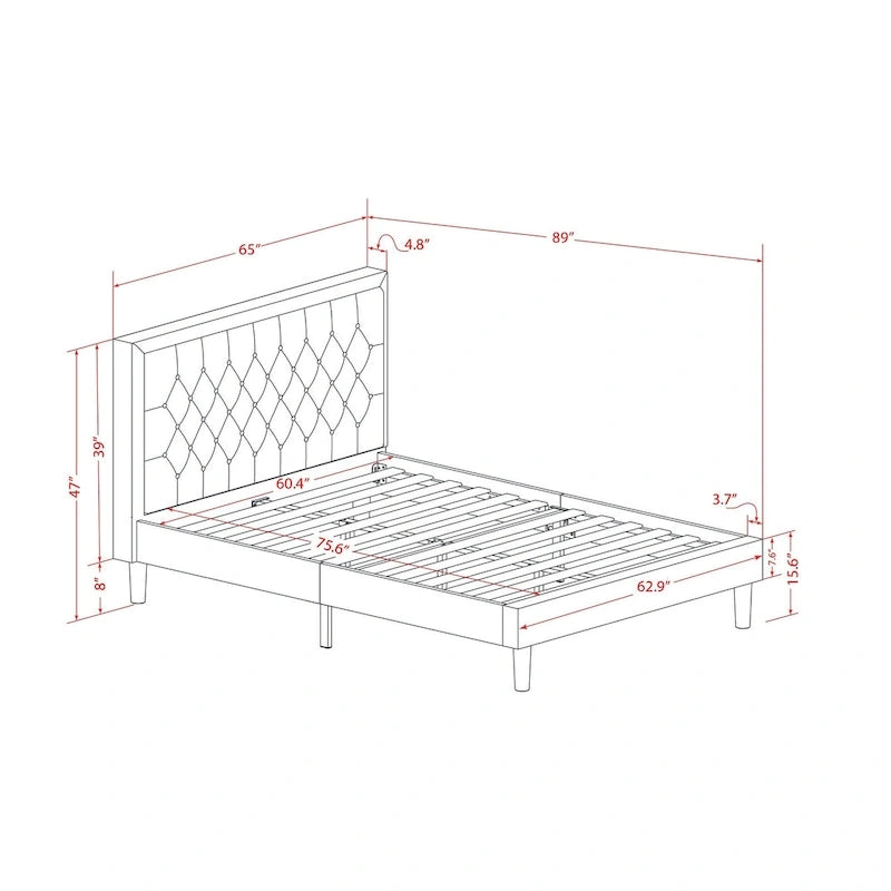 Ensemble de lit queen-size East-West Furniture - Cadre de lit marron avec petite table de chevet