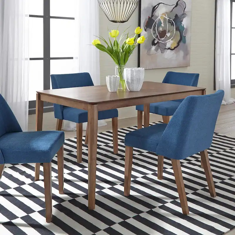 Ensemble cinq pièces table et chaises en noyer satiné