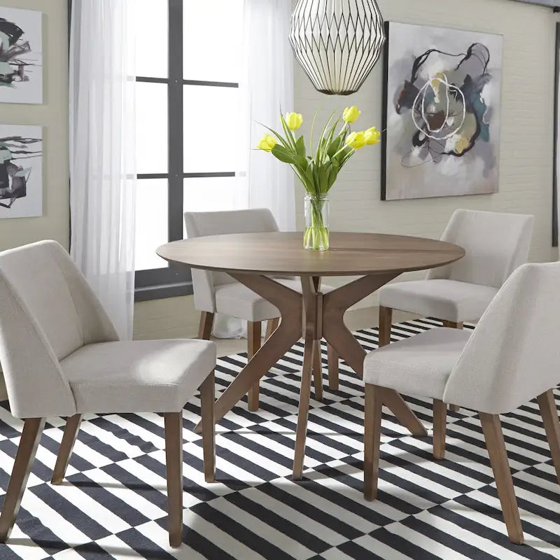 Ensemble cinq pièces table et chaises en noyer satiné
