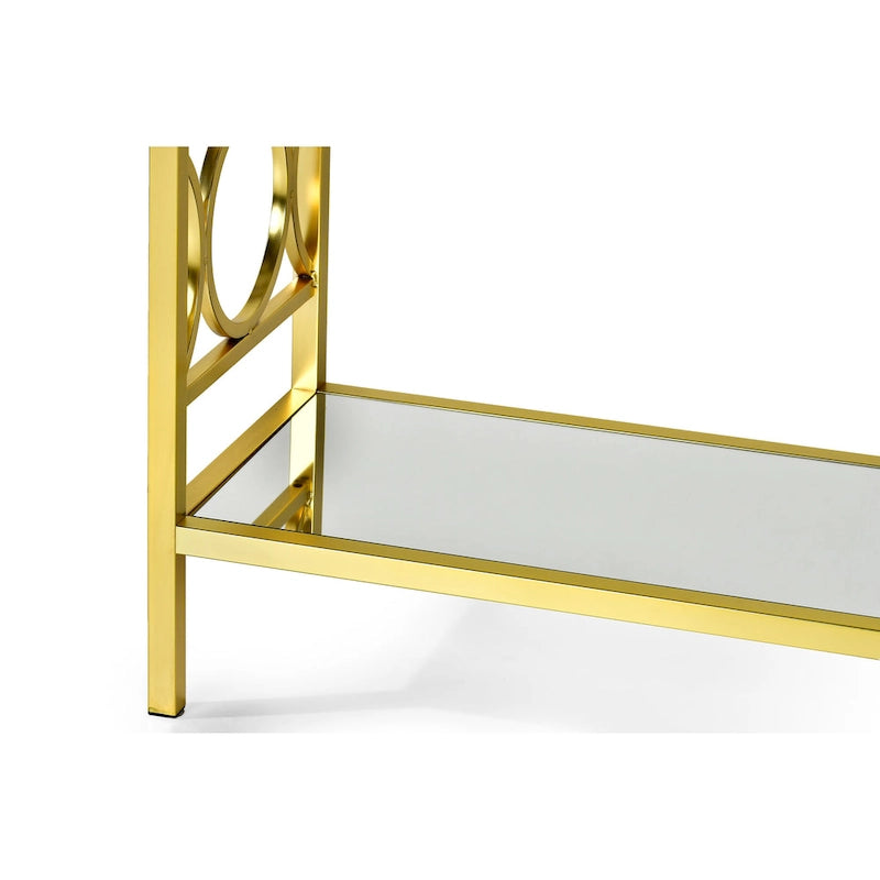 Table de canapé moderne en verre trempé et métal plaqué or