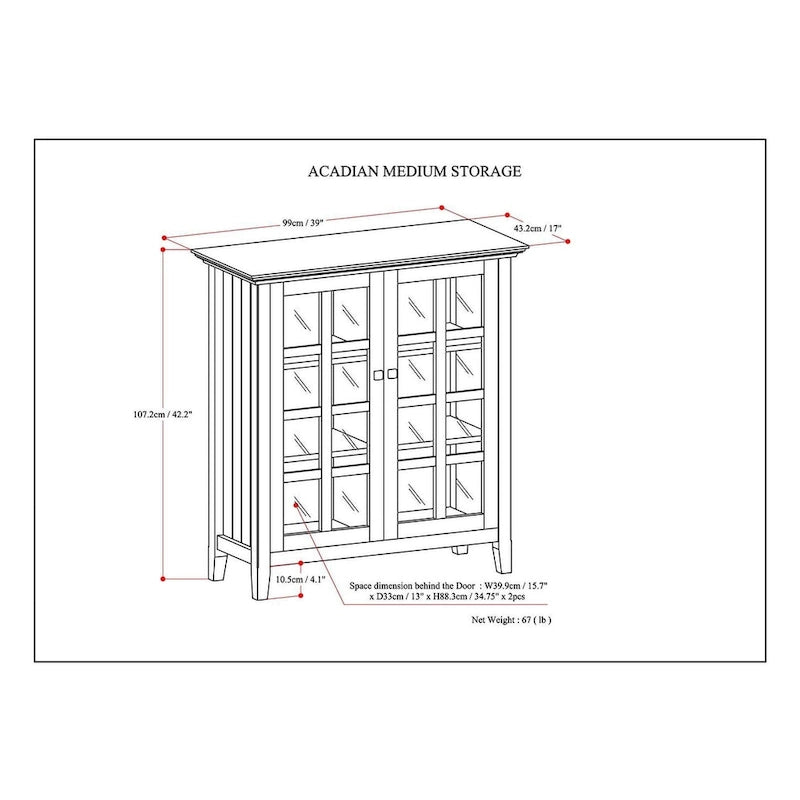 WYNDENHALL Normandy Armoire de rangement en bois massif 39 po - 39 larg. x 17 prof. x 42,2 haut.