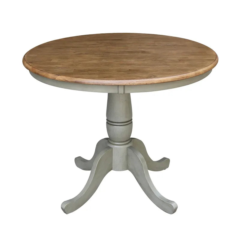 Table à manger ronde en bois massif avec 4 chaises à dossier ajouré