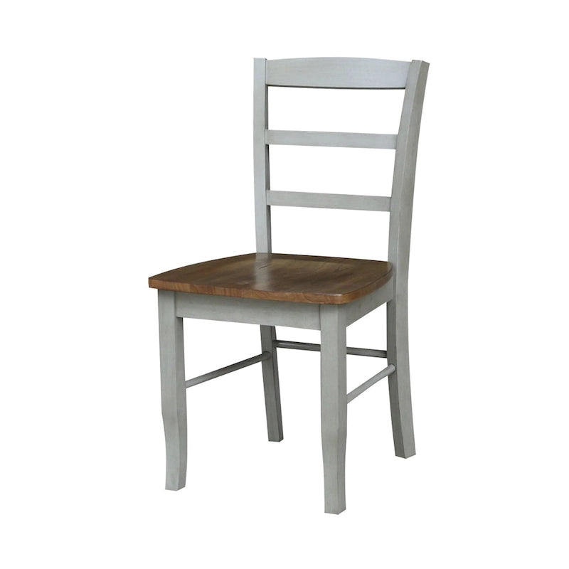 Table à manger ronde en bois massif avec 4 chaises à dossier ajouré