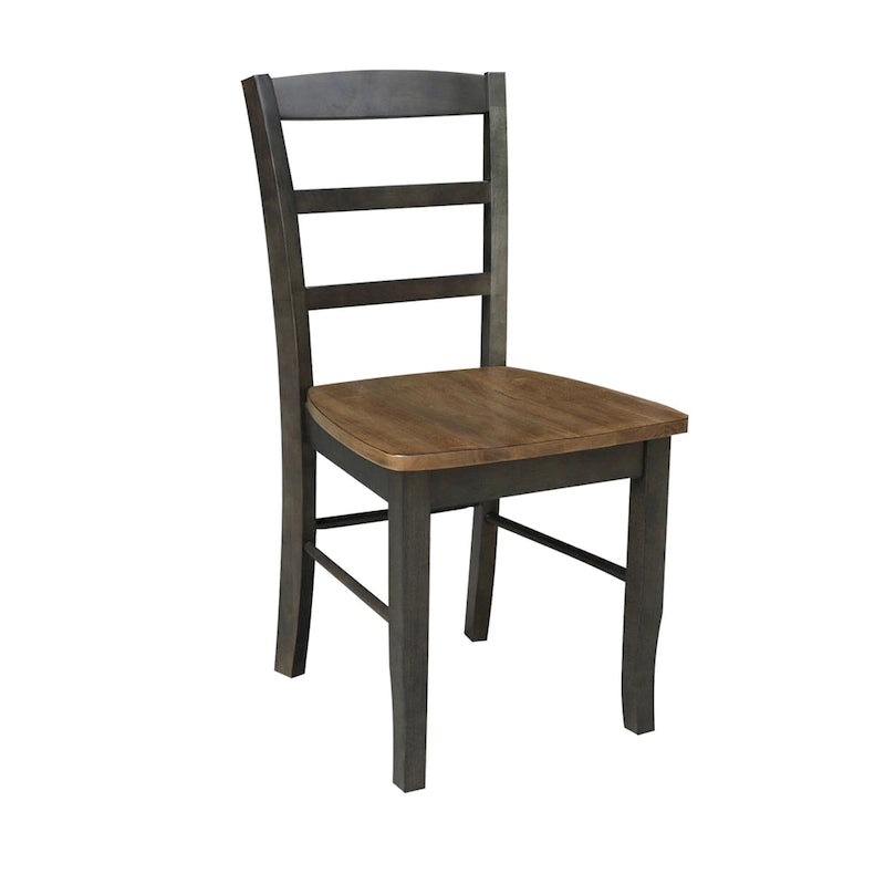 Table à manger ronde en bois massif avec 4 chaises à dossier ajouré